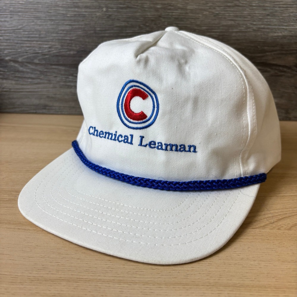 Vintage Chemical Leaman Hat Cap Strap Back White Trucker Adjustable - Picture 3 of 10